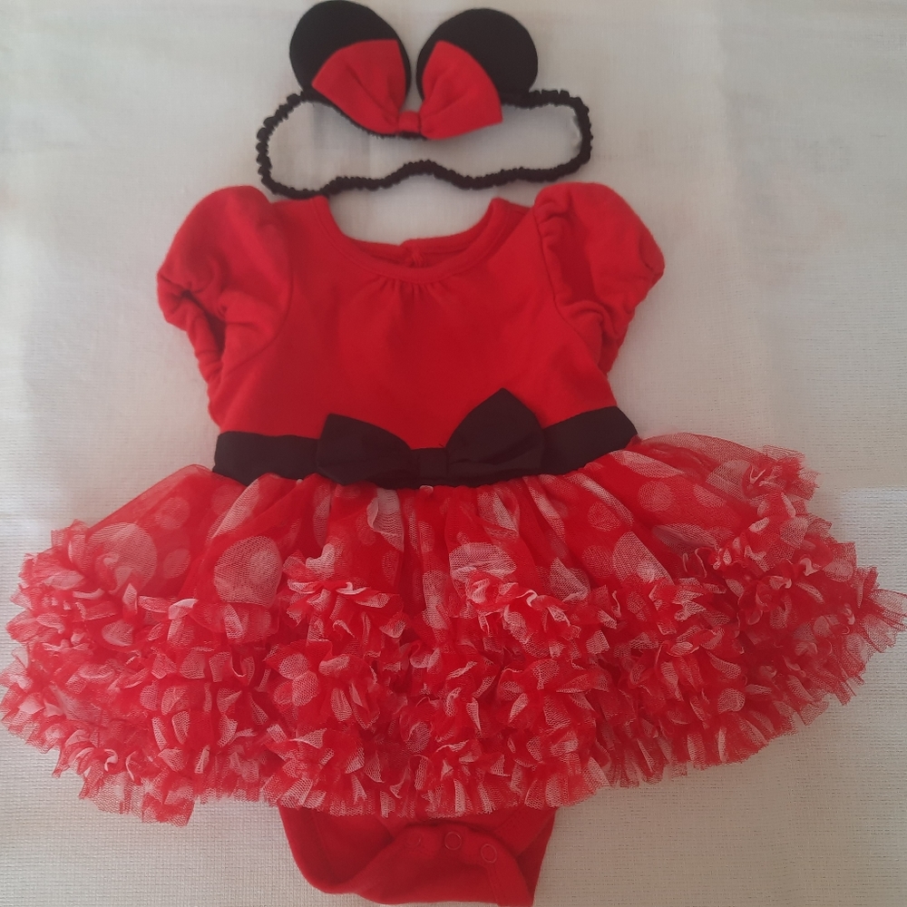 Minnie Mouse Baby Red Dress Onesie Halloween Costume